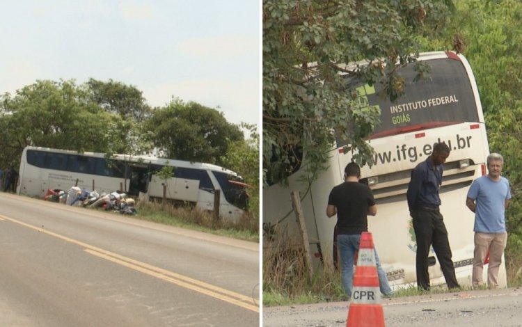 Motorista morre ao perder o controle do veículo e colidir frontalmente com ônibus que transportava estudantes do IFG