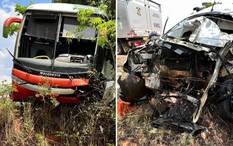 Motorista morre ao perder o controle do veículo e colidir frontalmente com ônibus que transportava estudantes do IFG