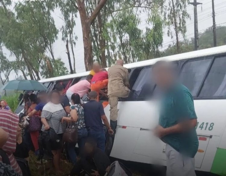 Ônibus que fazia a linha de Brasília a Formosa tomba na BR-020