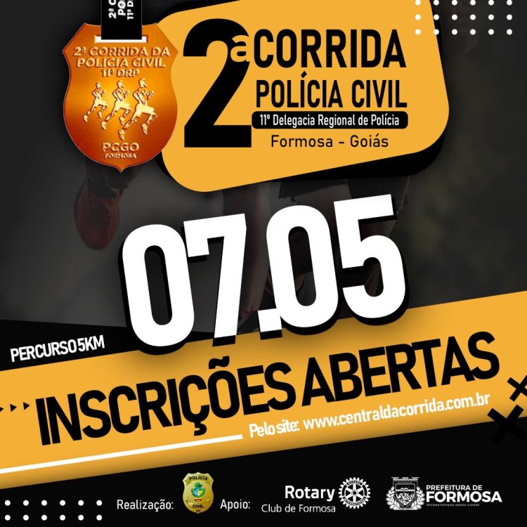 Estão abertas as inscrições para 2ª corrida da Polícia Civil de Formosa