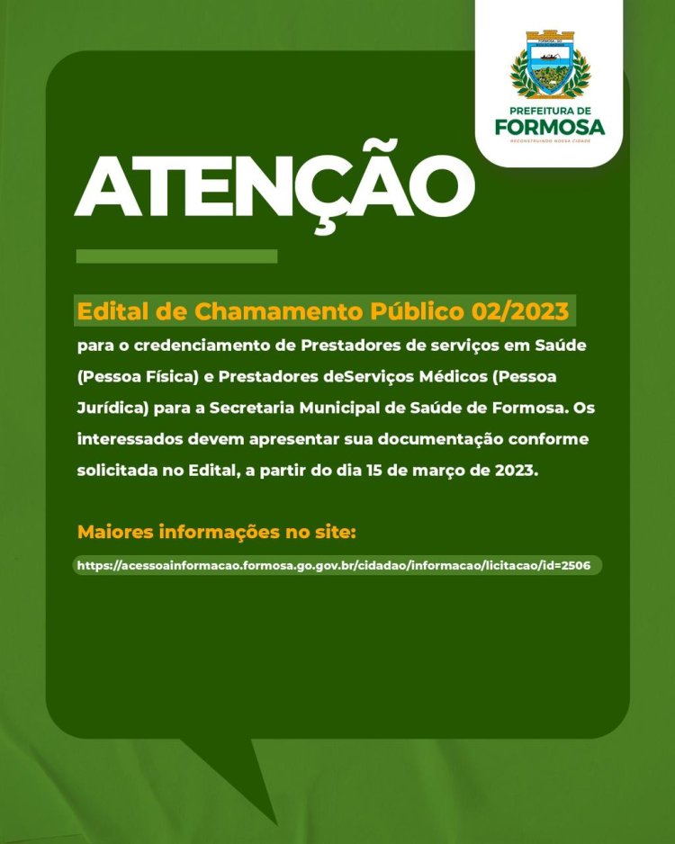 ATENÇÃO!!! : Edital de Chamamento Público 02/2023