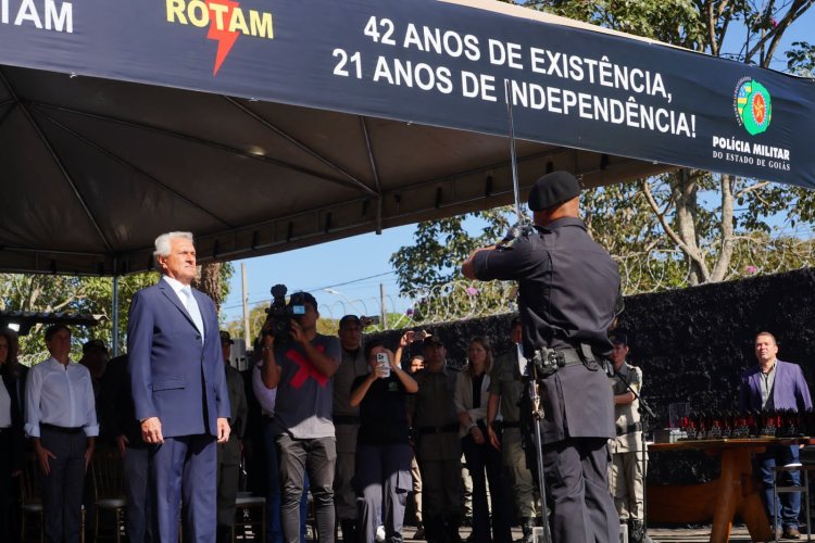 Governador Ronaldo Caiado inaugura novo espaço de treinamento de tiro da Rotam