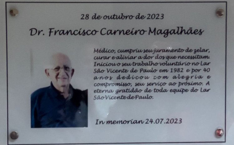 Emocionante Homenagem ao Dr. Francisco Carneiro Magalhães por Quatro Décadas de Solidariedade no Lar São Vicente de Paulo