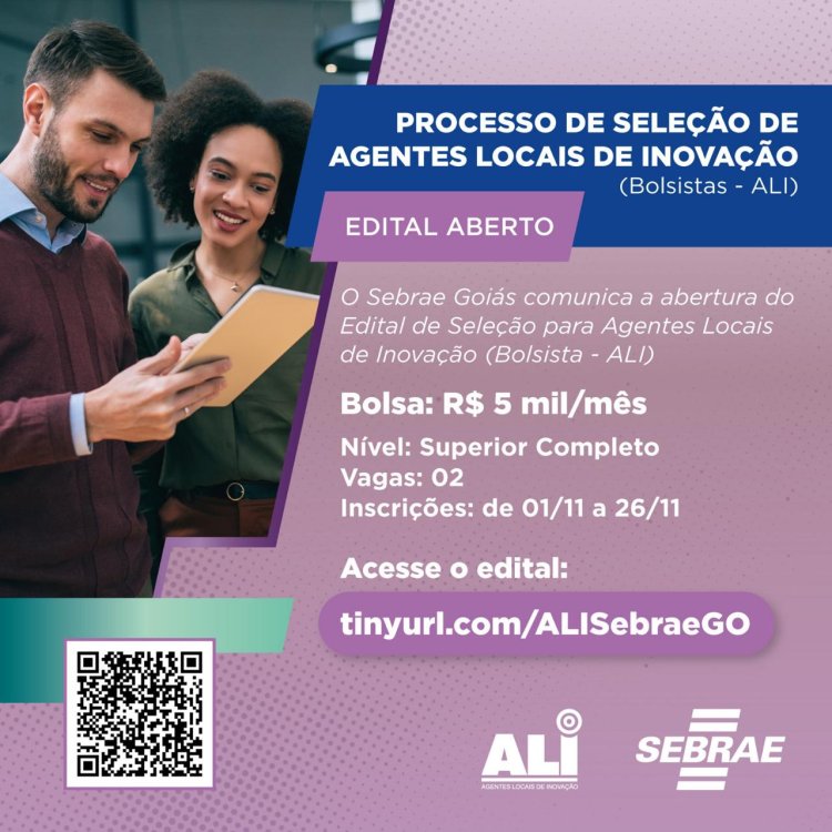 Sebrae Goiás abre processo seletivo para Agentes Locais de Inovação